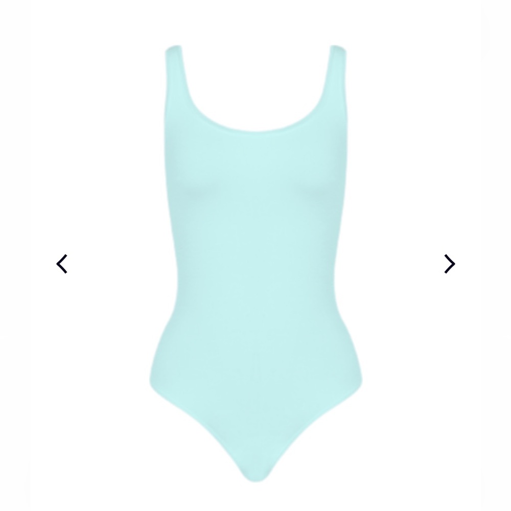 Wolford Jamaika thong body suit. Ocean sky. S NWT.